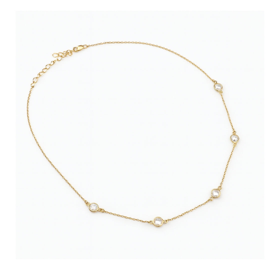 Silver CZ Studded Heart Motif Necklace |  92.5 Silver | 22K Gold Plated