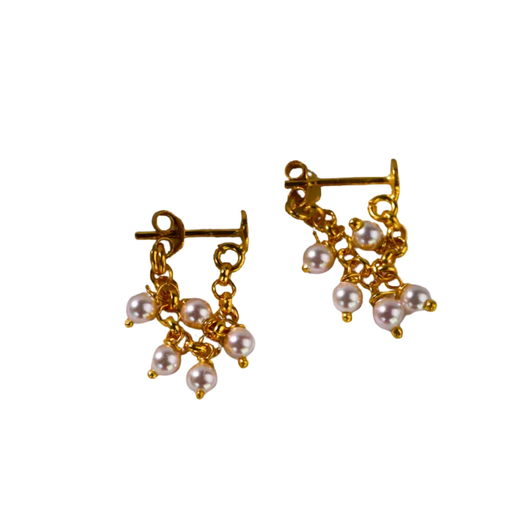 Pearl Trinkets: Dainty Pearl Earrings |  92.5 Silver | 22K Gold Plated