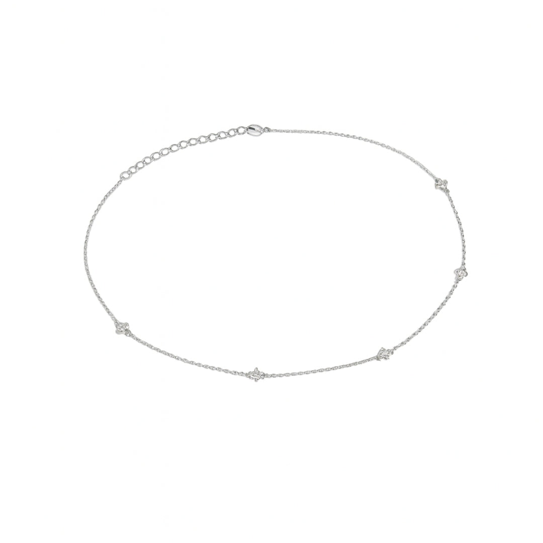 Silver Necklace with CZ Charms | 92.5 Silver