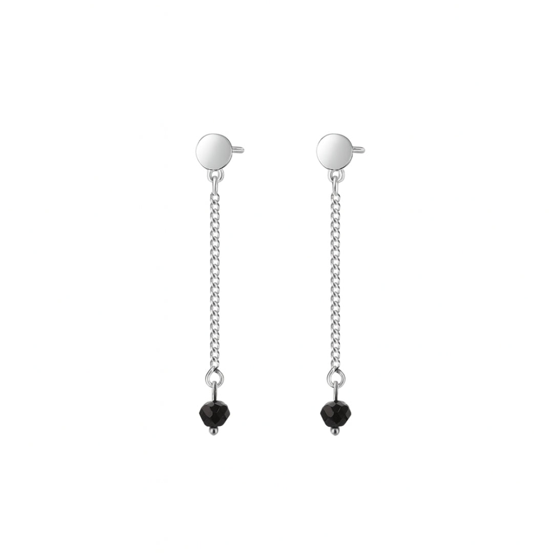 Single Black Spinel Chain Earring