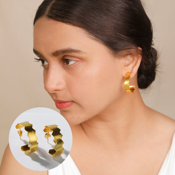 Natasha- Fold Earrings |  92.5 Silver | 22K Gold Plated