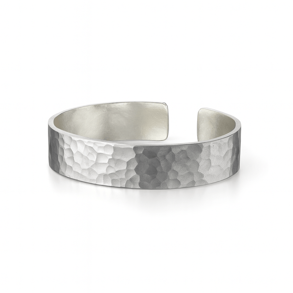 Hammered silver unisex adjustable ring