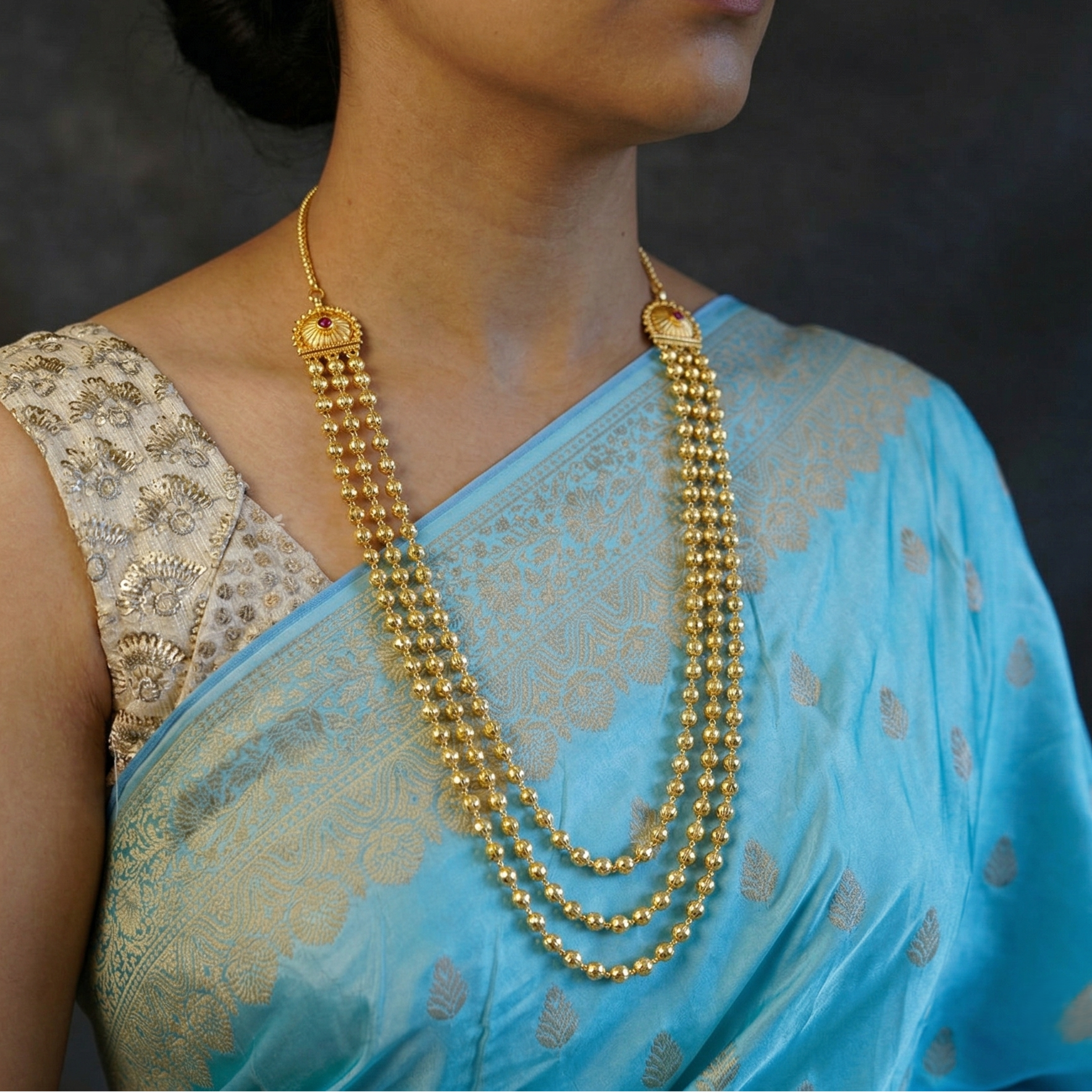 हरपर रेवडी माला (Harpar Revdi Mala) 3 Layered Necklace  | 22K Gold plated (Made to Order)