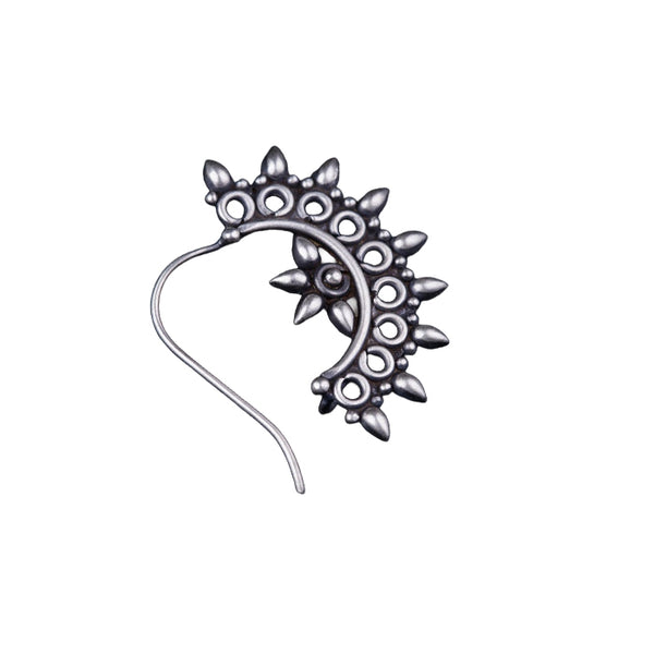 Silver Filigree Drop Motif Nath (Left, Pierced)