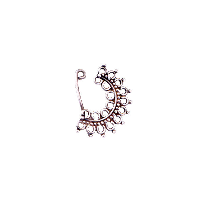 Silver Filigree Nath (Left, Clip on)