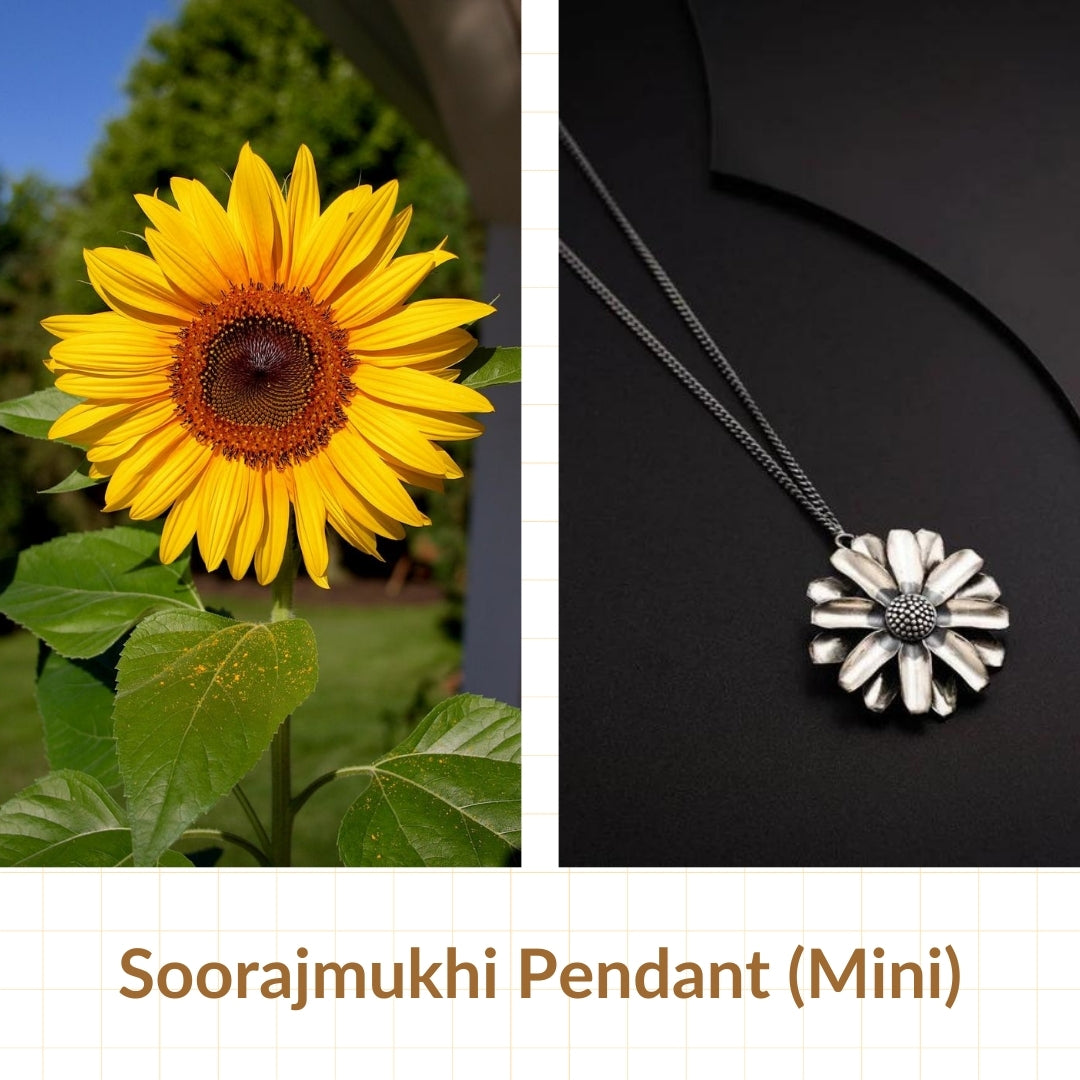 Mini Surajmukhi Phool Silver Pendant (without Chain)