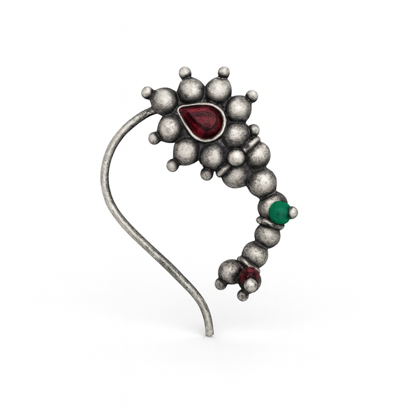 Itihaas Silver Maharashtrian Nath: Small (Left, Pierced)