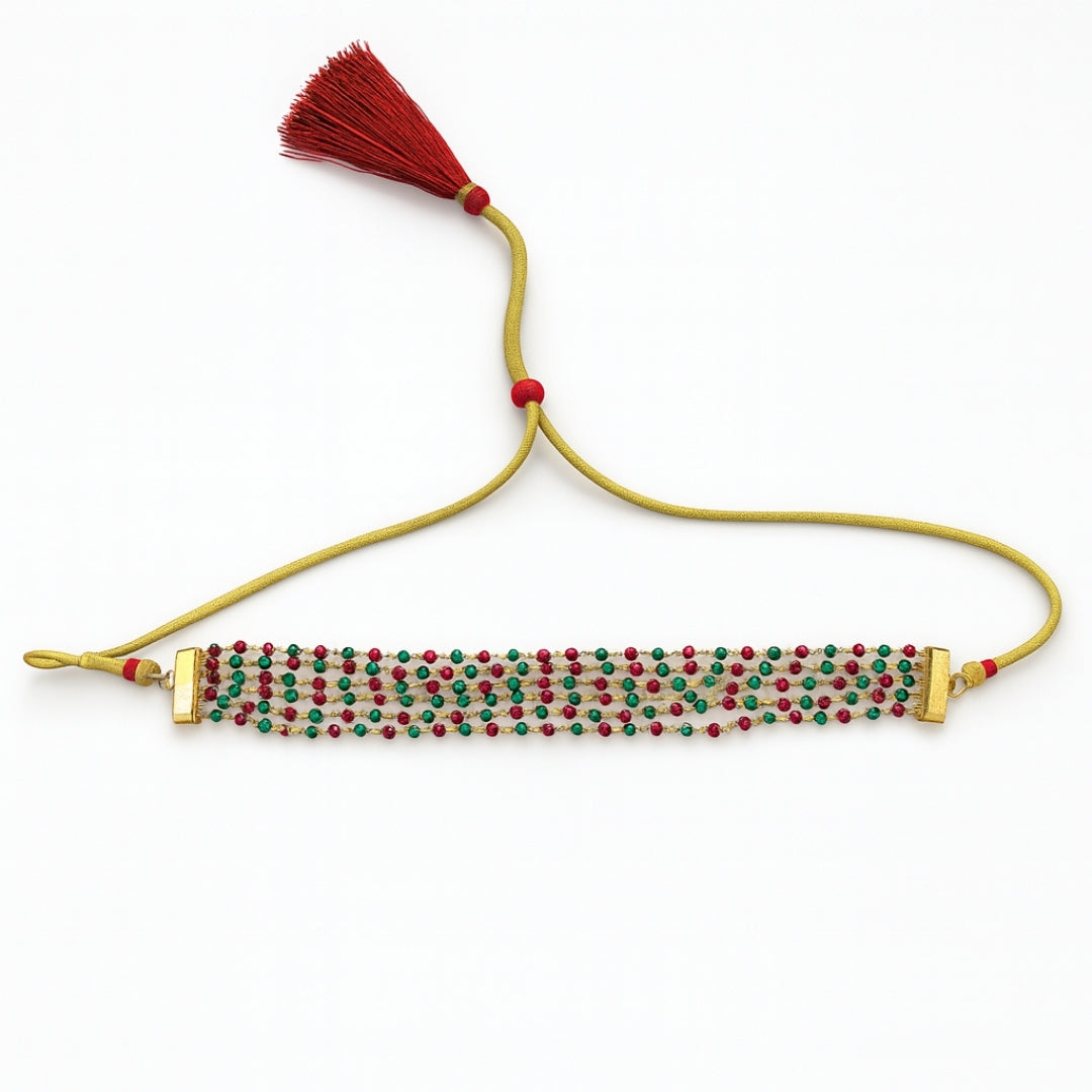 Luxe Choker - Green Onyx with Ruby