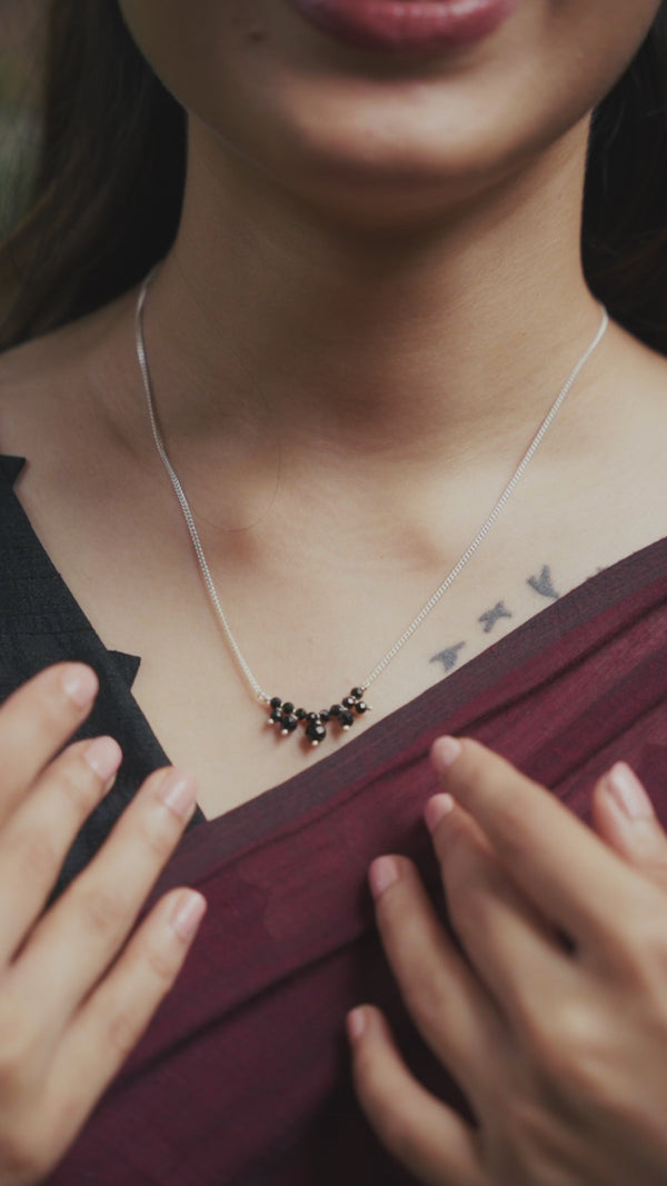 Black Spinel Silver Chain Mangalsutra