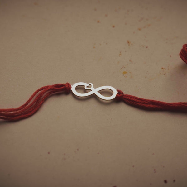 Silver Laser Cut Infinity Heart Rakhi