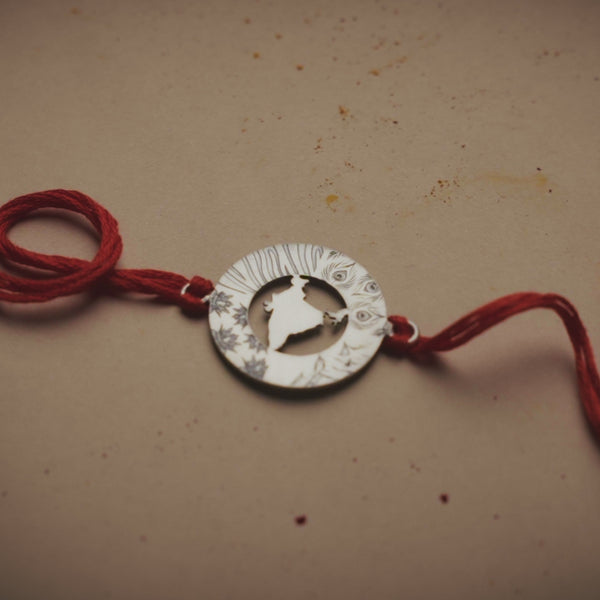 Silver Laser Cut 'Bharat' Rakhi