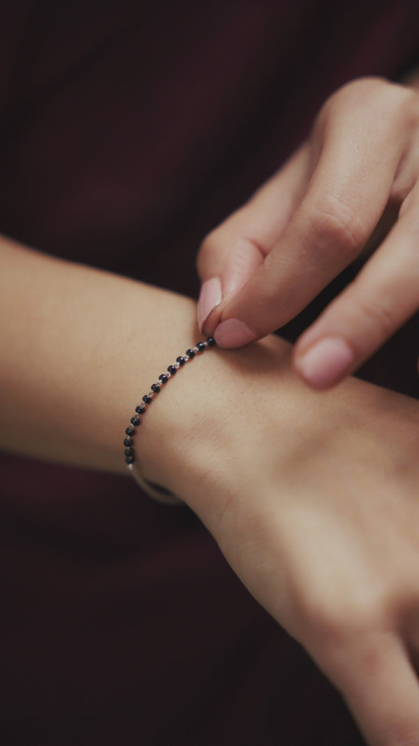 Handcrafted silver chain mangalsutra bracelet polished finish