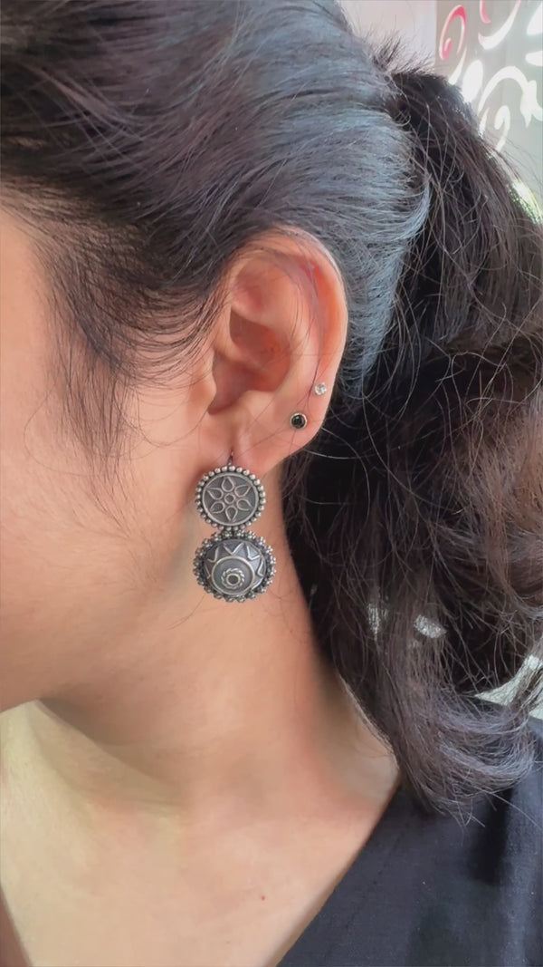 Silver Revival Blossom Radiance Earrings with floral motifs