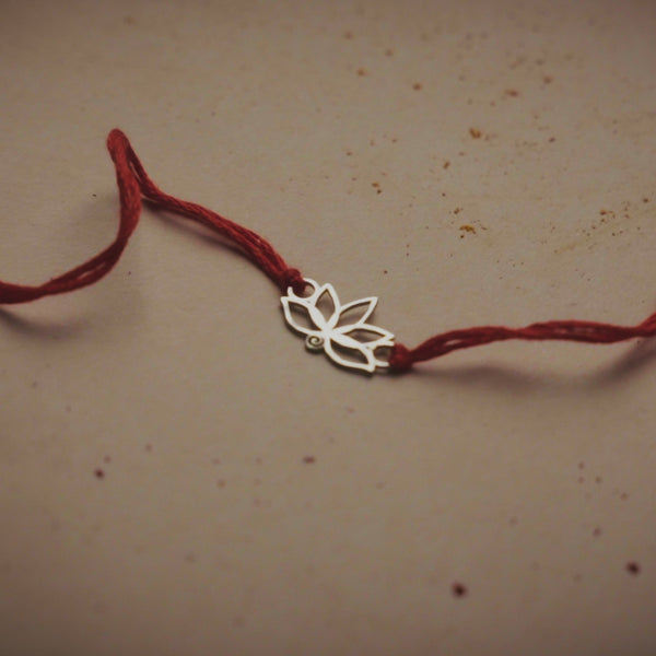 Silver Laser Cut Lotus Rakhi