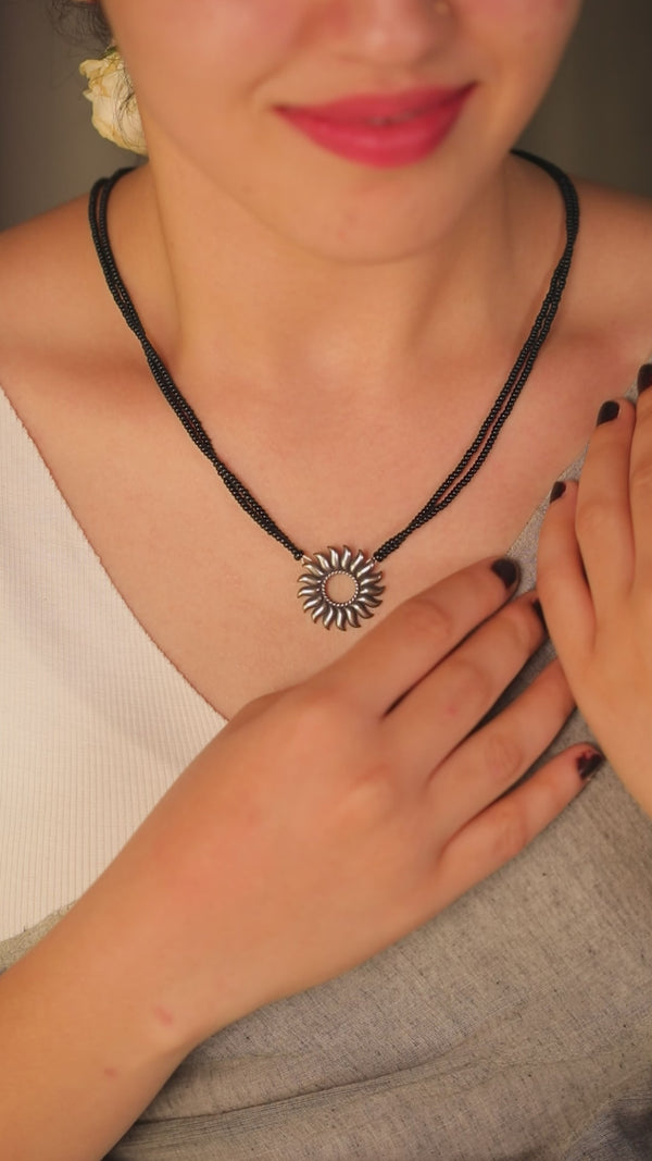 Elegant Surya Mangalsutra silver pendant necklace