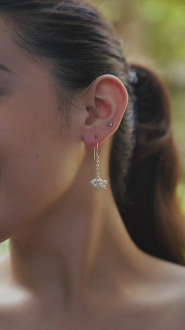 Silver Pearl Bunch Earrings – 92.5 Silver