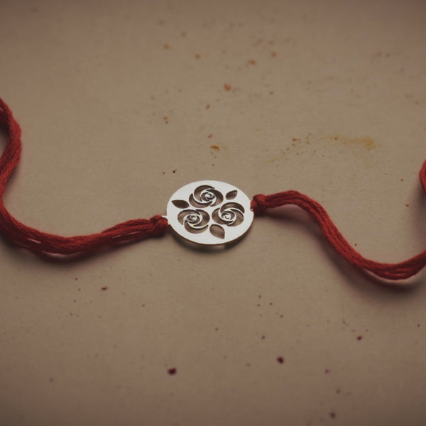 Silver Laser Cut Rose Bunch Rakhi
