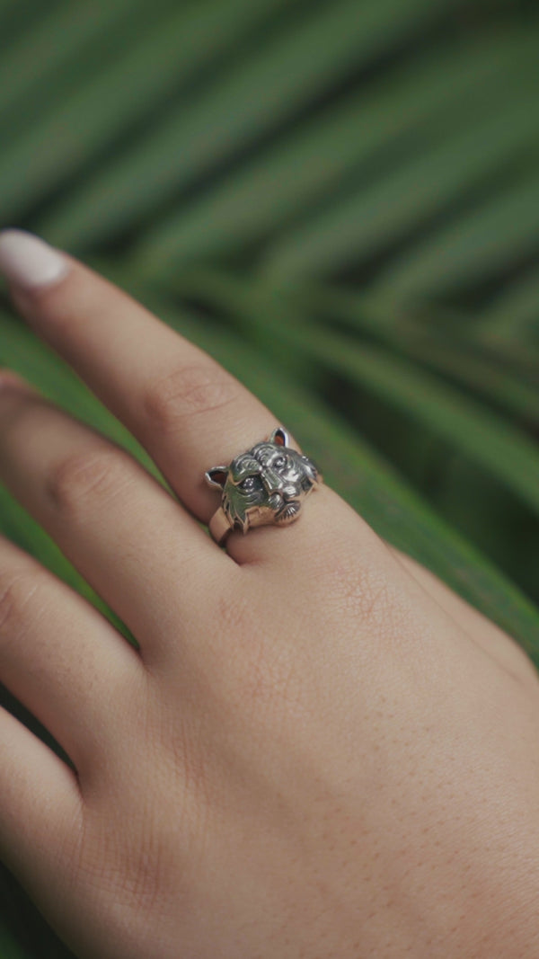 Silver Tiger unisex ring