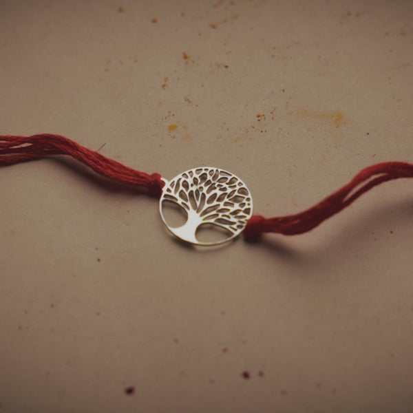 Silver Laser Cut Kalpavriksha Rakhi