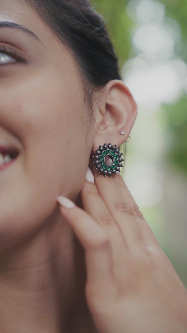 Green Karwar Chakra Earrings