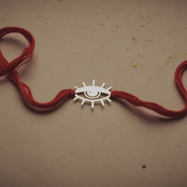 Silver Laser Cut Evil Eye Rakhi