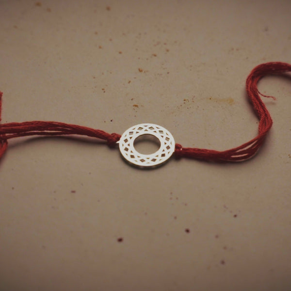 Silver Laser Cut Filigree Round Rakhi