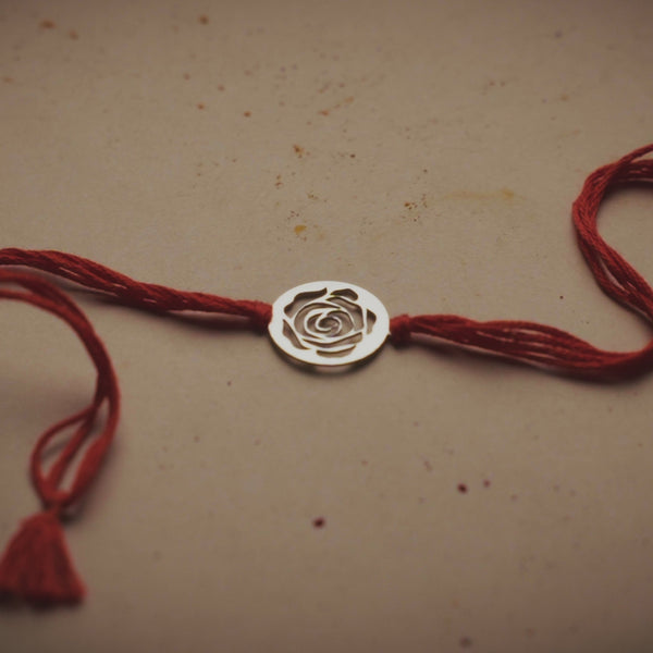 Silver Laser Cut Rose Rakhi