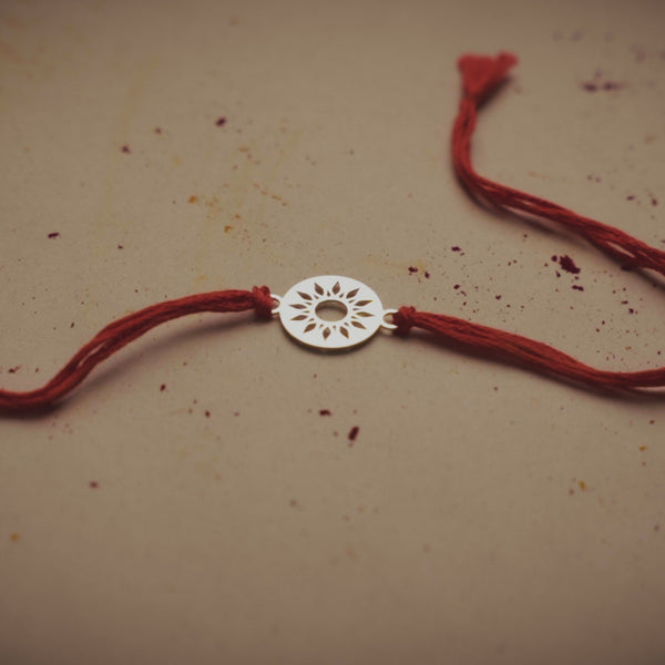 Silver Laser Cut Sun Rakhi