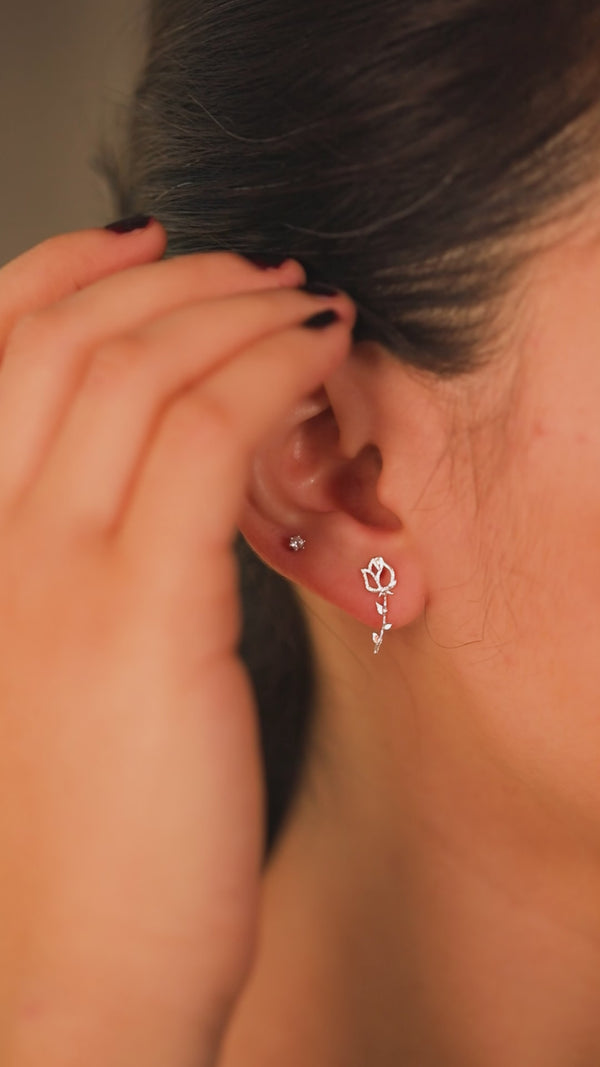 Rose motif silver earrings design