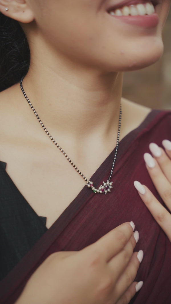 Handcrafted small nath mangalsutra polished finish