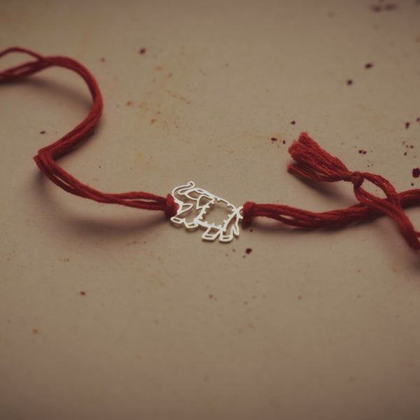 Silver Laser Cut Elephant Rakhi
