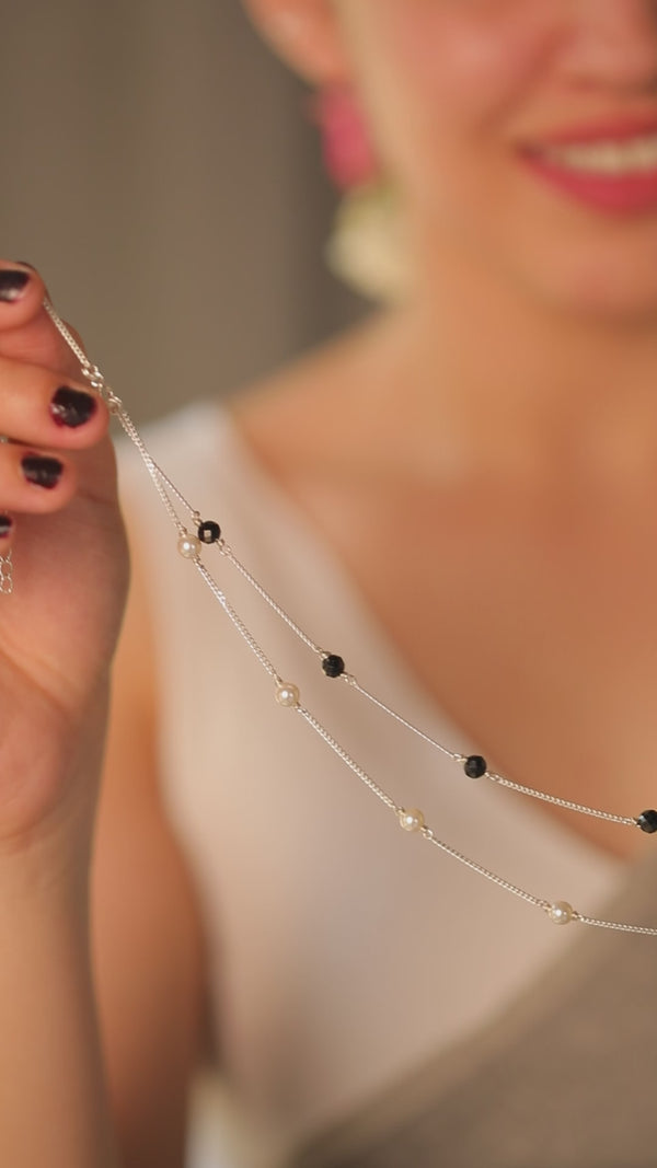 Handcrafted three layer silver mangalsutra polished finish