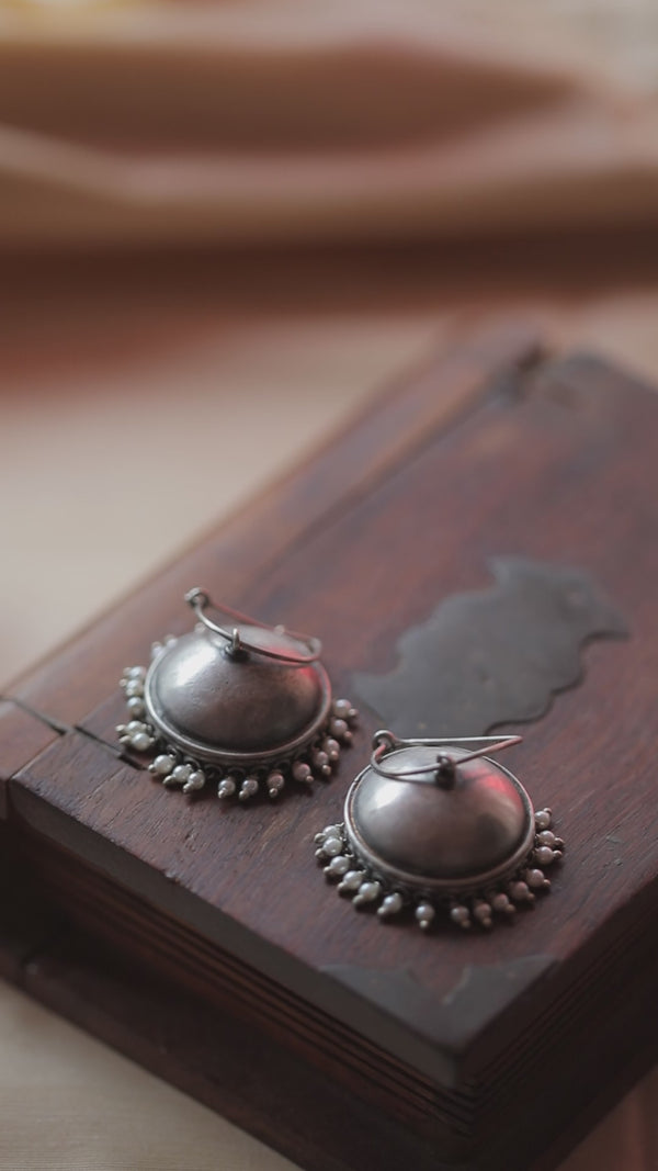 Oxidized Silver Jhumki: Big