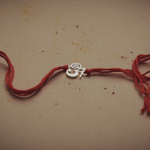 Silver Laser Cut 'अ' Akshar Rakhi in Devnagari