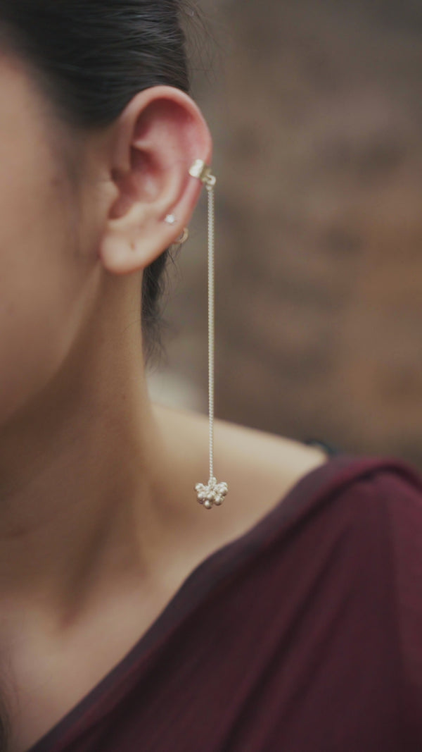 Silver Ghungroo Bunch Earcuff Plain Clip-on