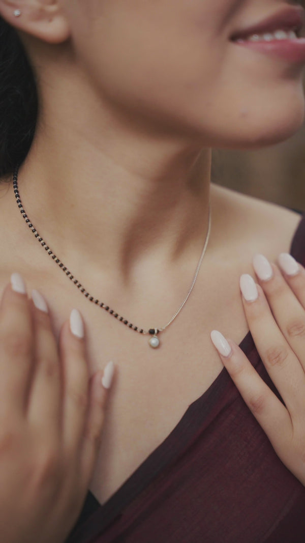 Pearl Drop Mangalsutra with dual-tone sterling silver