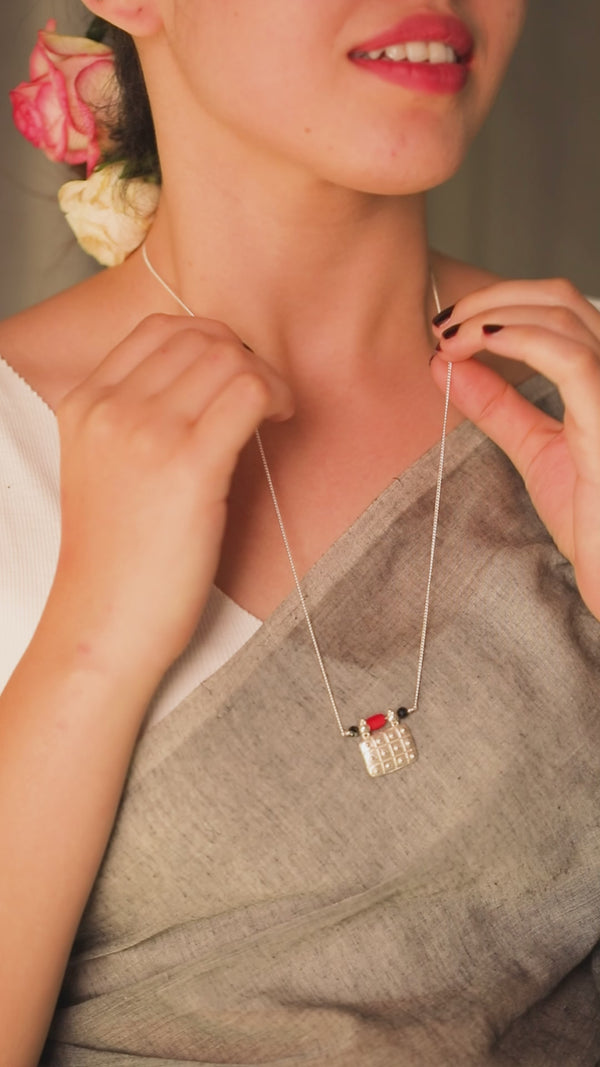 Handcrafted silver saaj taait mangalsutra polished finish