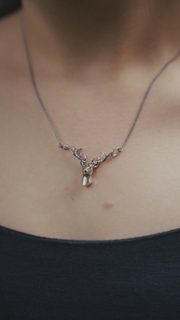Silver Deer pendant with chain