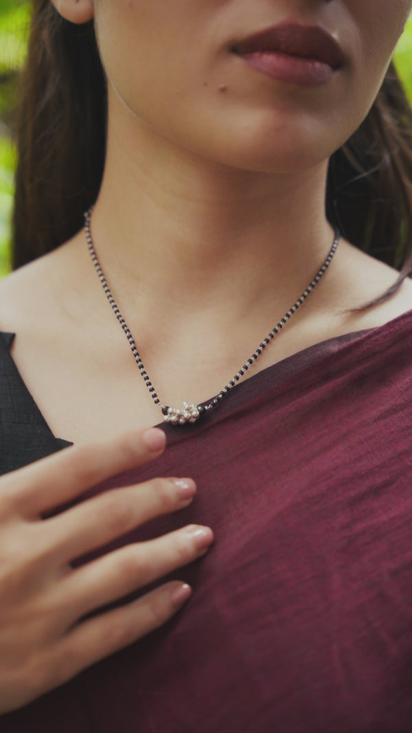 Silver Bead Black Spinel Chain Mangalsutra