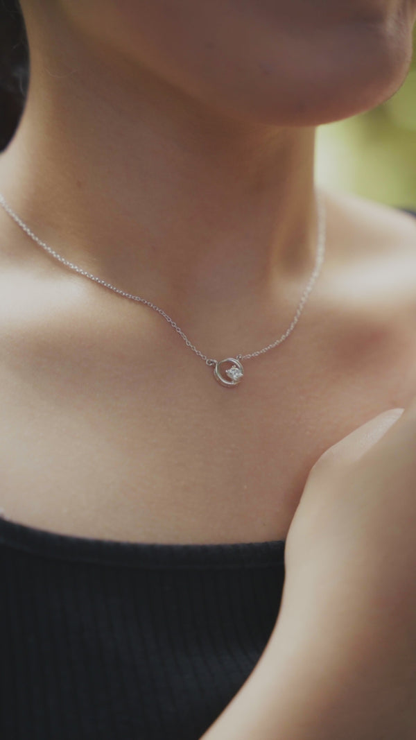 Silver necklace with CZ circle pendant