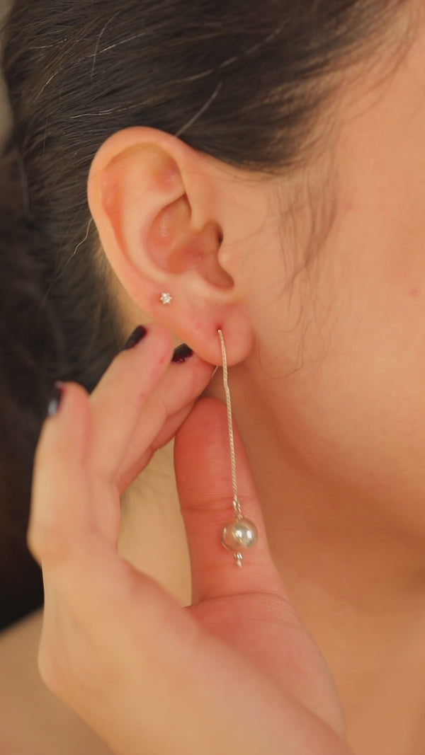 Handcrafted silver threader earrings with sarmanee polished finish