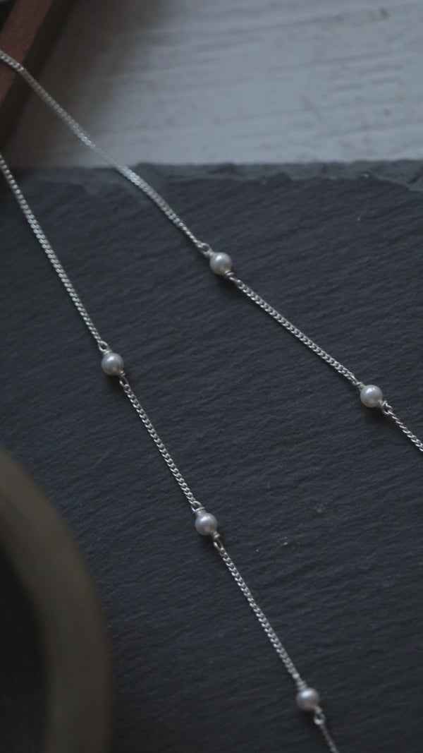 92.5 Silver polish pearl chain for women