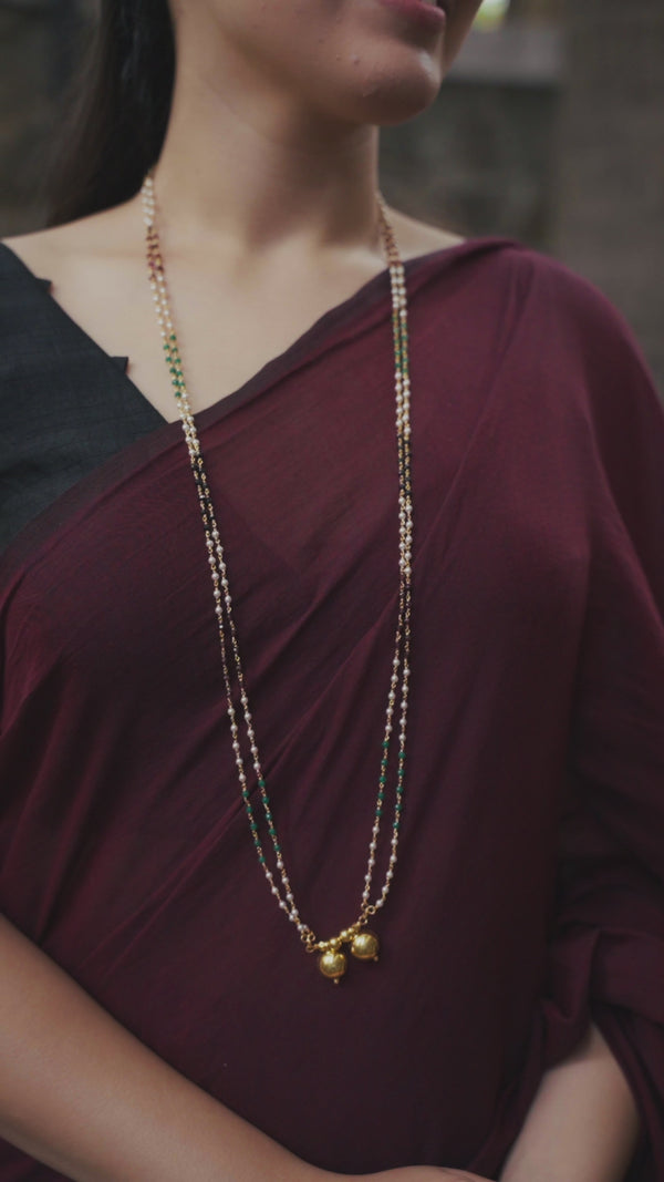Silver Vatee Mangalsutra | 92.5 Silver | 22K Gold Plated | Multicolor Stones (Made to Order)
