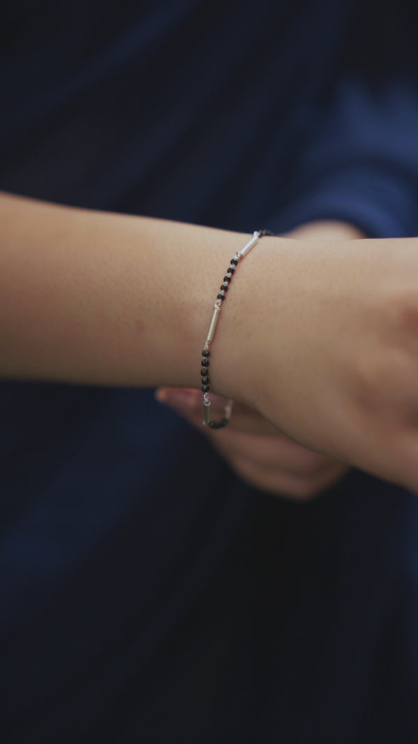 Silver Spinel Pipe Mangalsutra Bracelet