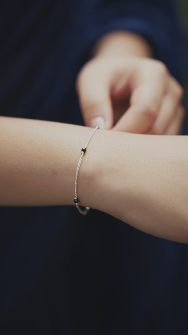 Silver Spinel minimalist Mangalsutra bracelet by House of Aadyaa