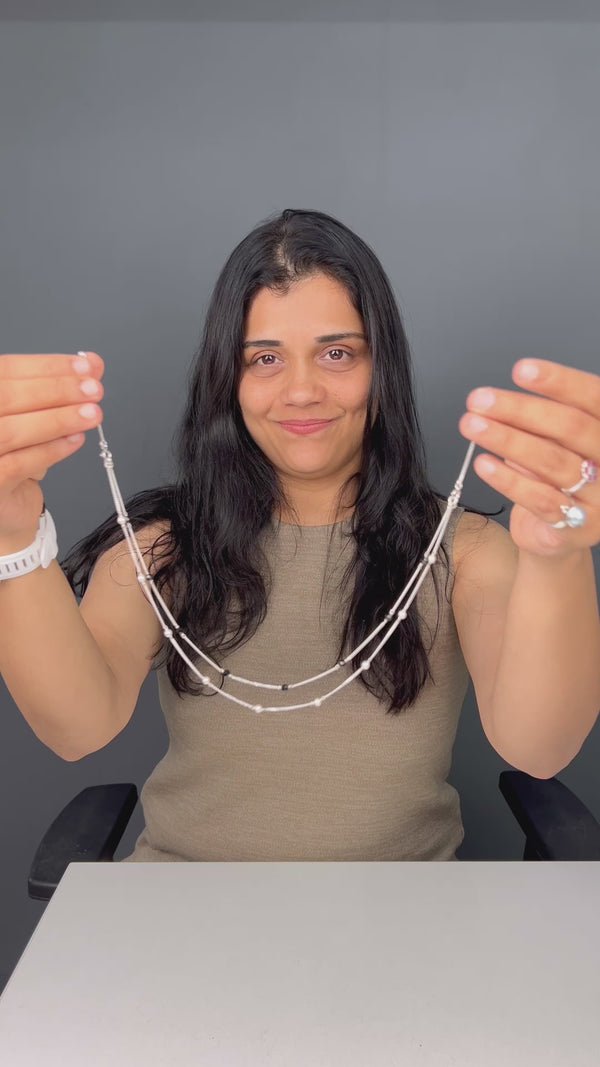 Handcrafted three layer silver mangalsutra