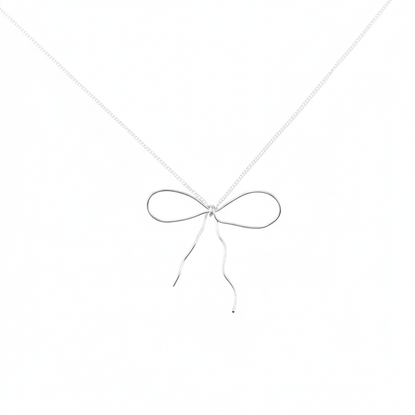Silver bow necklace pendant
