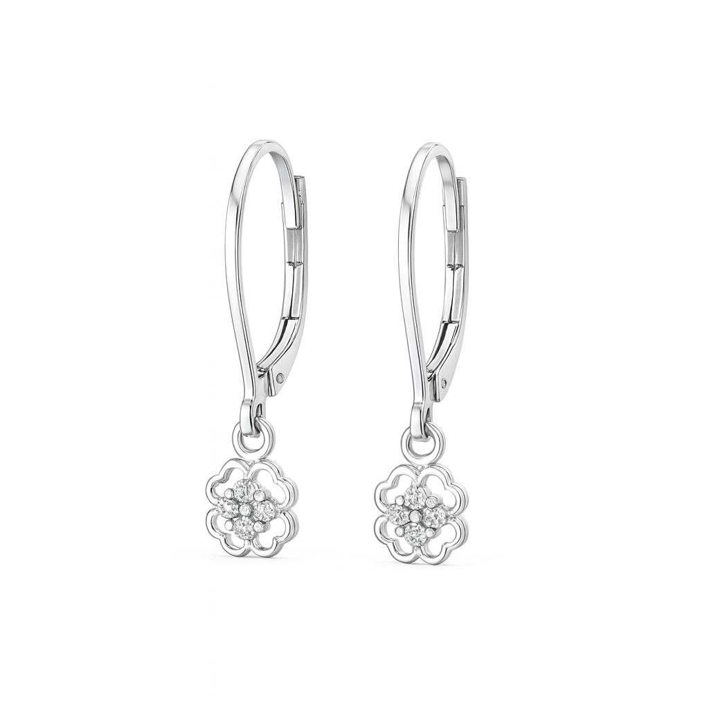 Silver CZ Clover Earring | 92.5 Silver