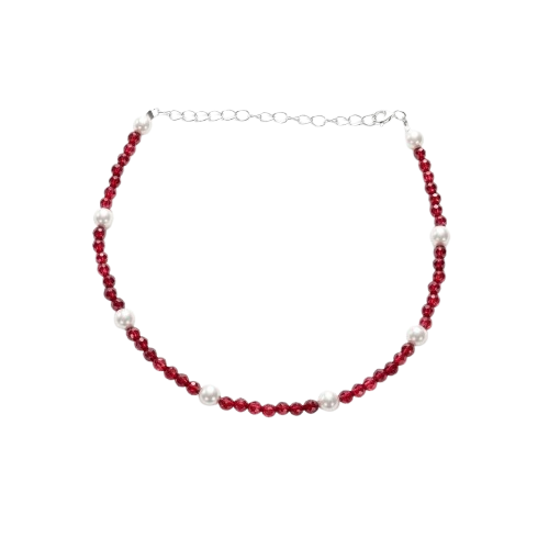 Semi-Precious Stone Anklet with Pearls