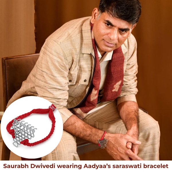 Red Thread Saraswati Bracelet – Big Motif | 92.5 Silver